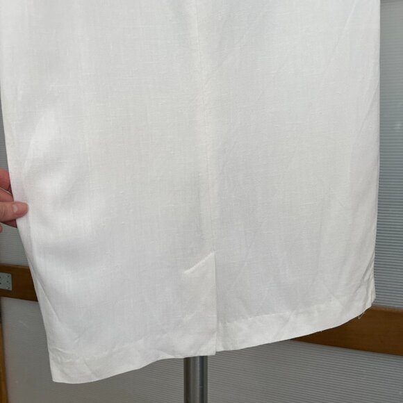 VTG Donna White Linen Black Diamond Geometric Sleeveless Shift Midi Dress‎ Sz 8 - Picture 9 of 14